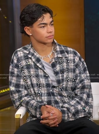 Malachi Barton's embellished plaid shirt on Good Morning America