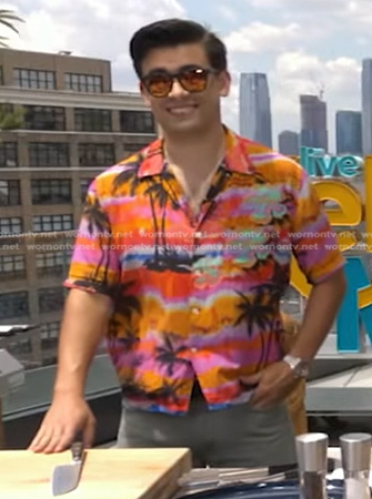 Michael's multicolor palm tree print shirt on Live with Kelly and Mark
