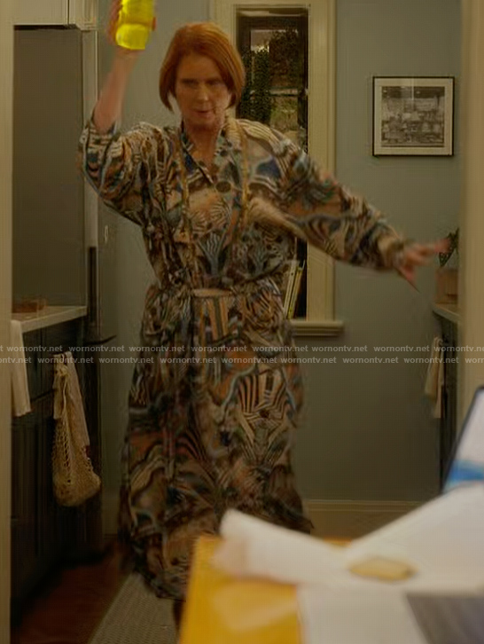 Miranda's printed robe on And Just Like That