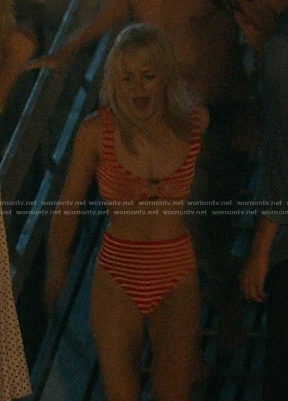 Mirren's red striped bikini on We Were Liars