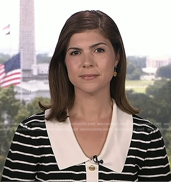 Monica Alba's black stripe collared top on NBC News Daily