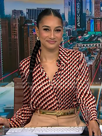 Morgan's beige geometric print shirt on NBC News Daily
