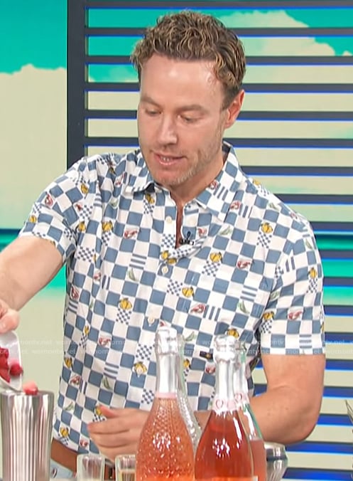 Paul Zhan's checkerboard print shirt on Access Hollywood