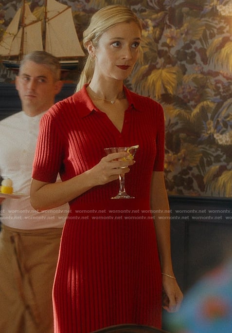 Penny's red ribbed polo dress on We Were Liars