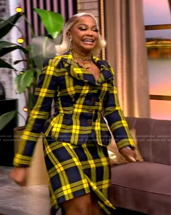 Phaedra Parks's yellow plaid blazer and skirt on The View