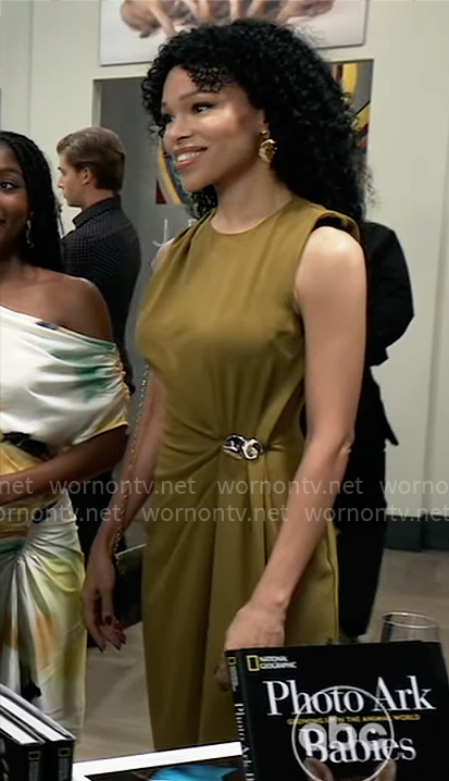 Portia's olive green draped dress on General Hospital