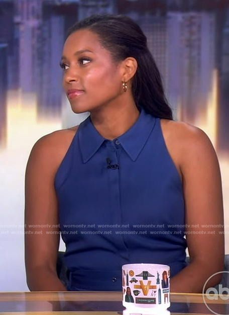 Rachel Scott's blue belted jumpsuit on The View