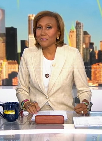 Robin's beige blazer and pants on Good Morning America