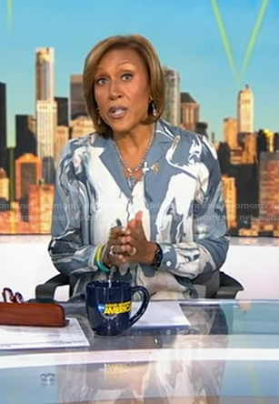 Robin's blue marbled blouse on Good Morning America