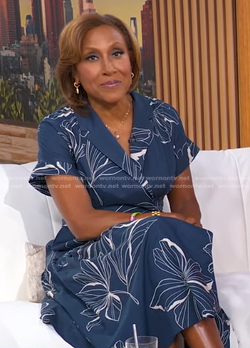 Robin's navy floral wrap dress on Good Morning America