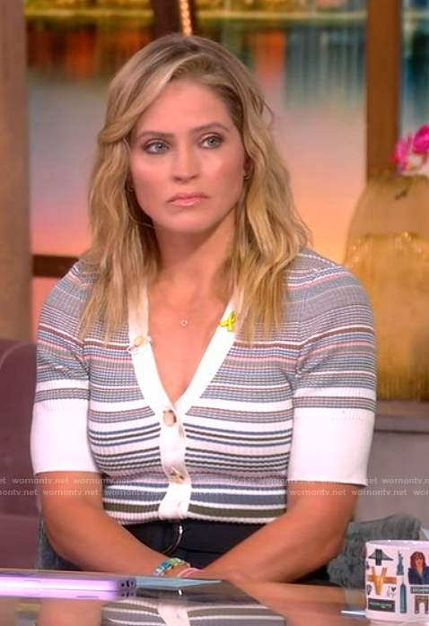Sara's stripe ribbed cardigan on The View