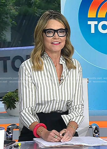 Savannah's green and white stripe shirt on Today