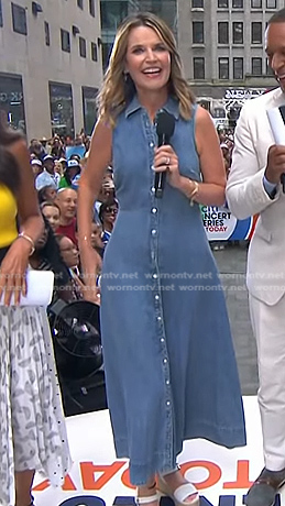 Savannah's sleeveless denim shirtdress on Today