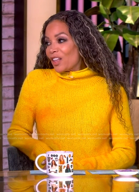 Sunny's yellow tie dye knit sweater on The View