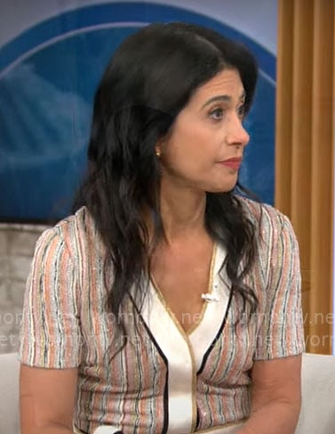 Taraneh Shirazian's brown printed short sleeve dress on CBS Mornings