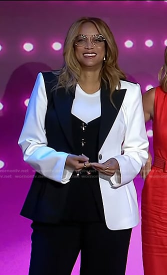 Tyra Banks's black vest and two-tone blazer on Today