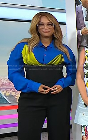 Tyra Banks's blue and yellow shirt on Today