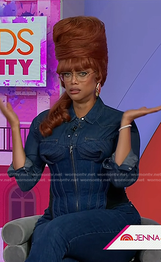Tyra Banks's debnim corset top on Today