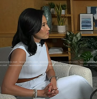 Vicky's light blue ribbed side slit dress on Today
