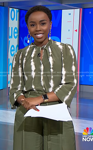 Zinhle's green tie dye blouse and wide-leg pants on NBC News Daily