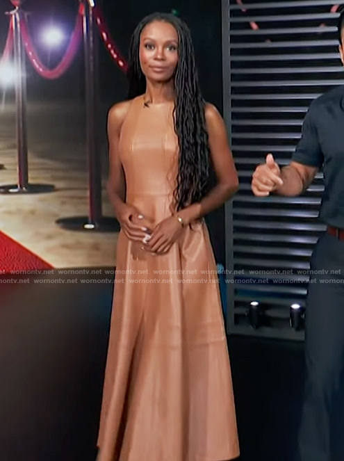 Zuri's brown leather dress on Access Hollywood