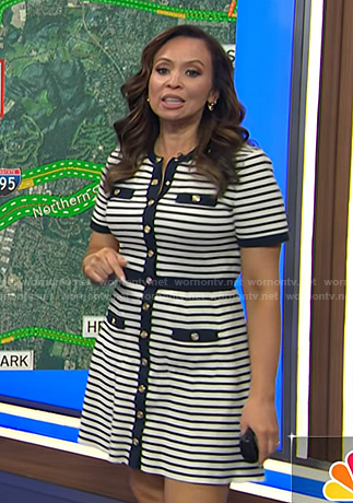 Adelle's black and white striped mini dress on Today