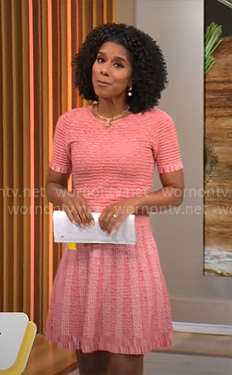 Adriana Diaz's red knit fit and flare dress on CBS Mornings