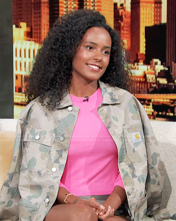 Ava's camo print jacket on Access Hollywood