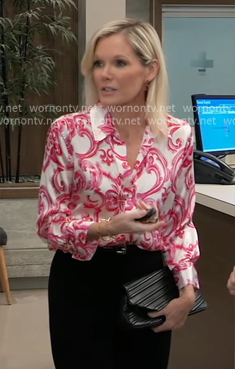 Ava's pink paisley print blouse on General Hospital