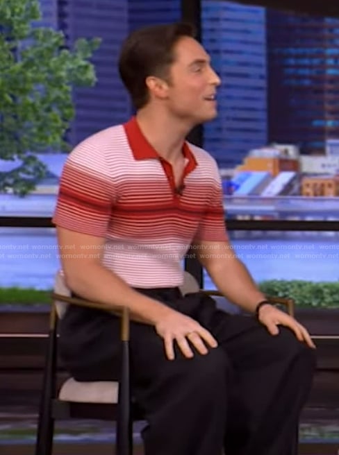 Benito Skinner's striped polo on Live with Kelly and Mark