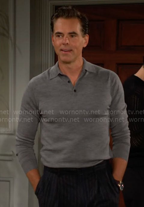 Billy's grey polo sweater on The Young and the Restless