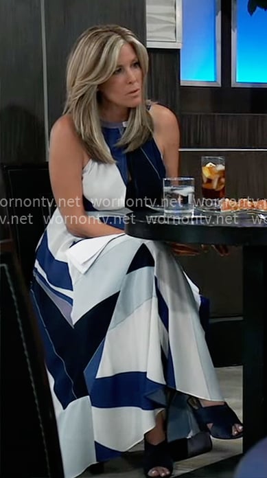Carly's blue geometric print maxi dress on General Hospital