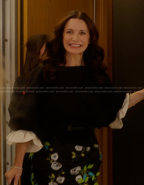Charlotte's floral embroidered skirt on And Just Like That
