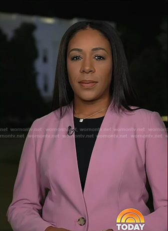 Dana Griffin's pink collarless blazer on Today