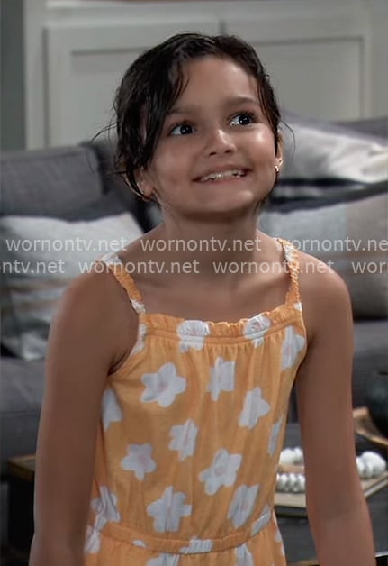 Donna's orange floral jumpsuit on General Hospital