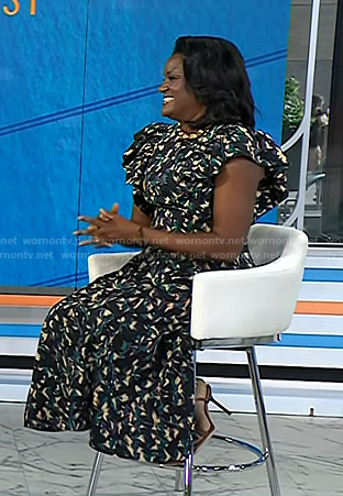 Dr. Angela Lamb's black floral flutter sleeve dress on Today