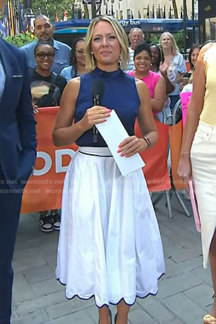 Dylan's white scalloped midi skirt on Today