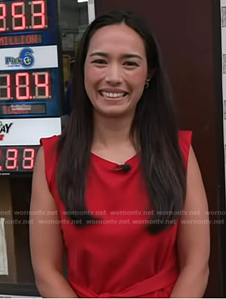 Emilie's red tie waist top on Today
