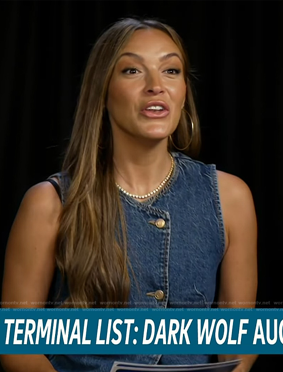 Emily's denim vest on Access Hollywood
