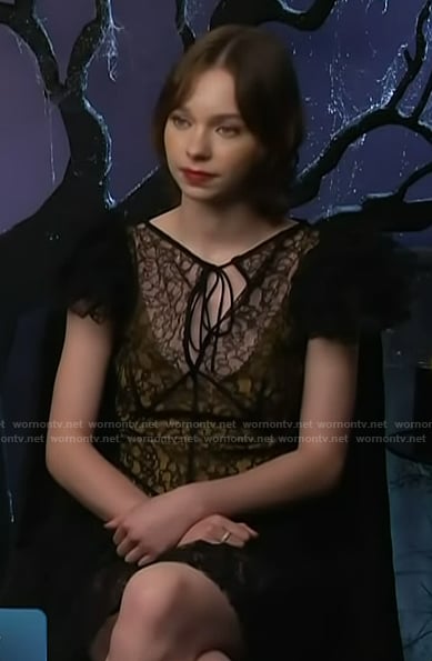 Emma Myers' black lace dress on Access Hollywood