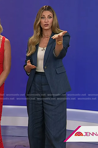 Erin Andrews's navy pinstripe suit on Today