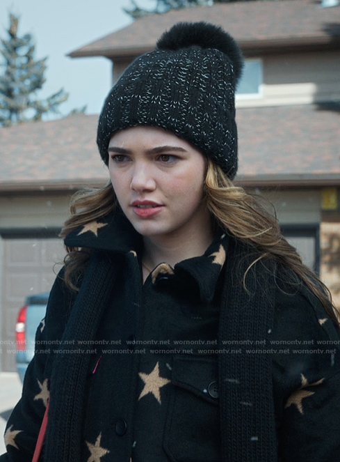 Erin's black star print jacket on My Life with the Walter Boys
