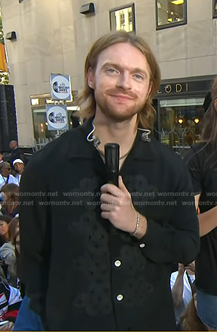 Finneas's black embroidered shirt on Today