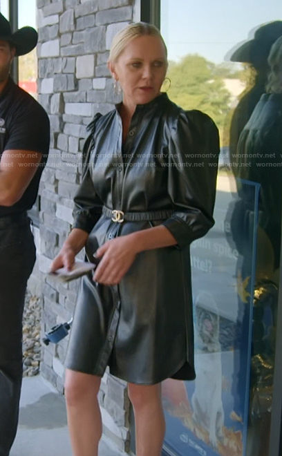 Galyna's black leather shirtdress on The McBee Dynasty Real American Cowboys