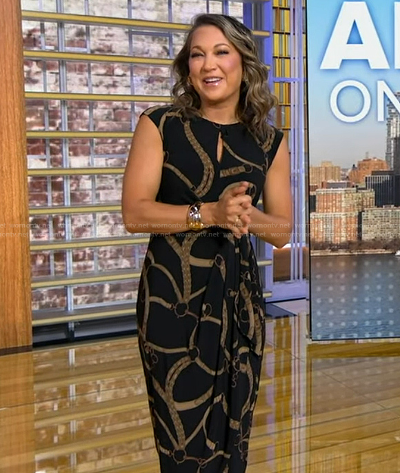 Ginger's black buckle print dress on Good Morning America