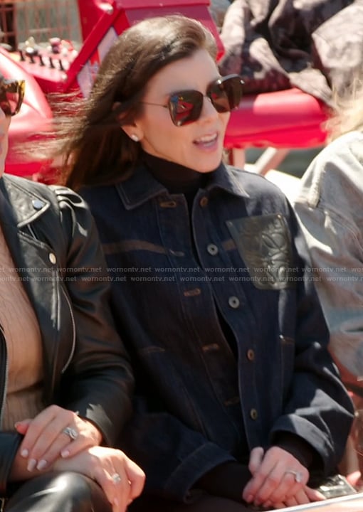 Heather's denim jacket with patch on The Real Housewives of Orange County
