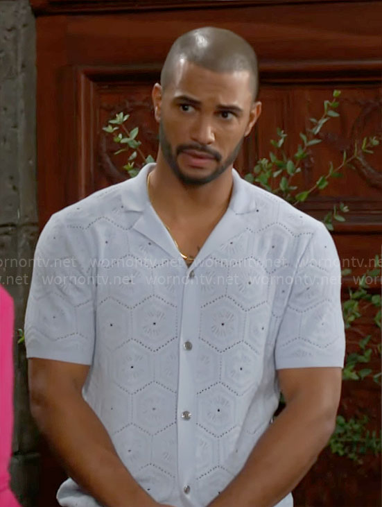Holden's light blue crochet shirt on The Young and the Restless