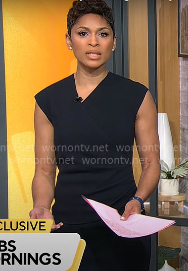 Jericka Duncan's crossed front dress on CBS Mornings