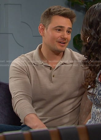 Johnny's beige long sleeve polo on Days of our Lives