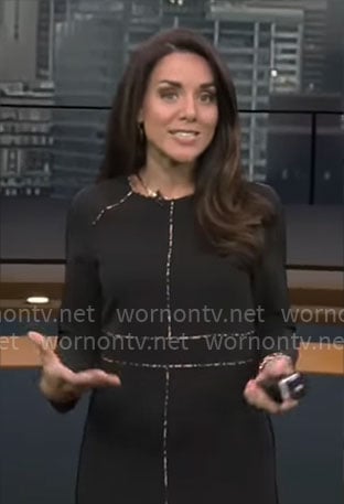 Kate Bilo's black dress with piping on CBS Mornings